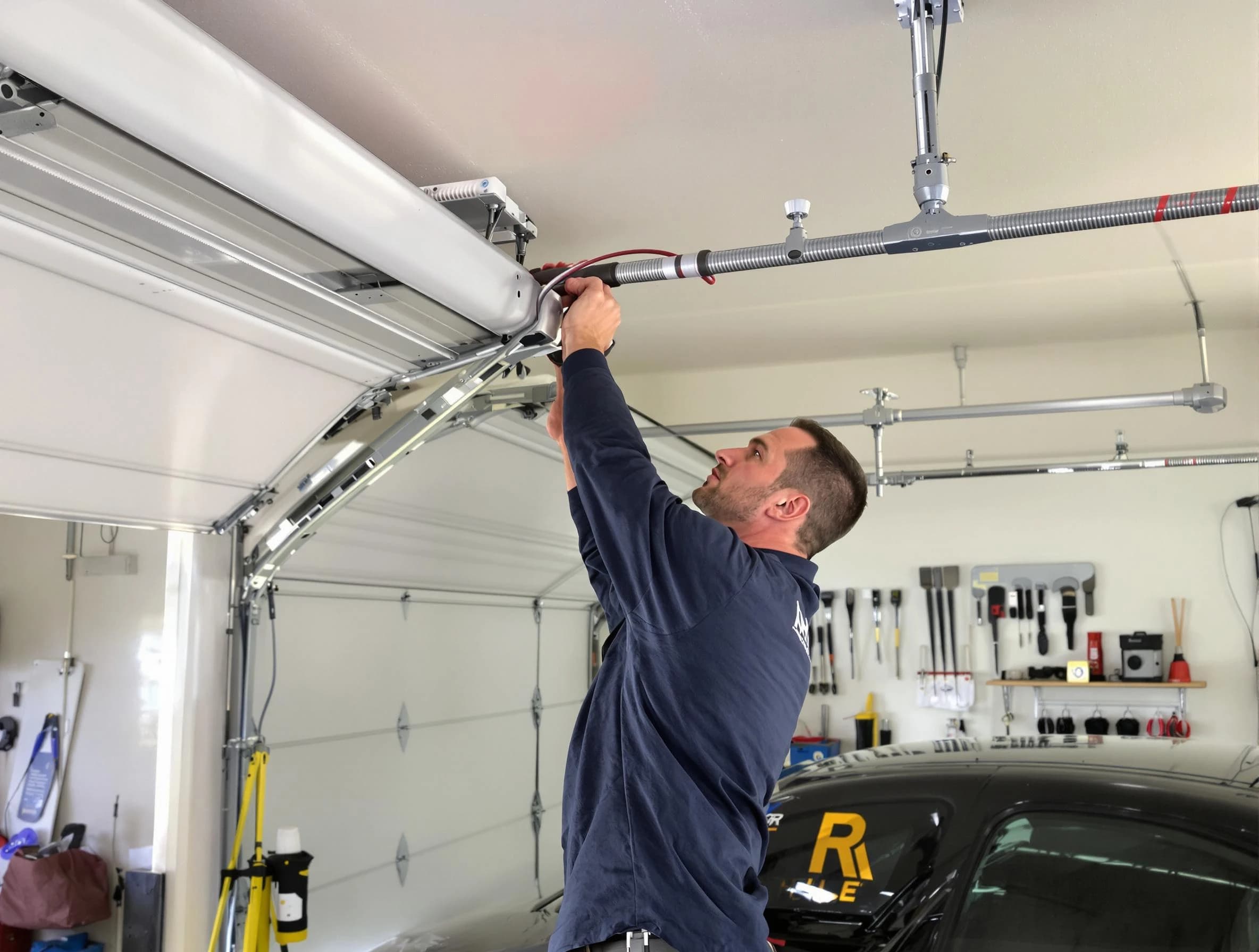 Hendersonville Garage Door Repair technician performing garage door cable repair in Hendersonville