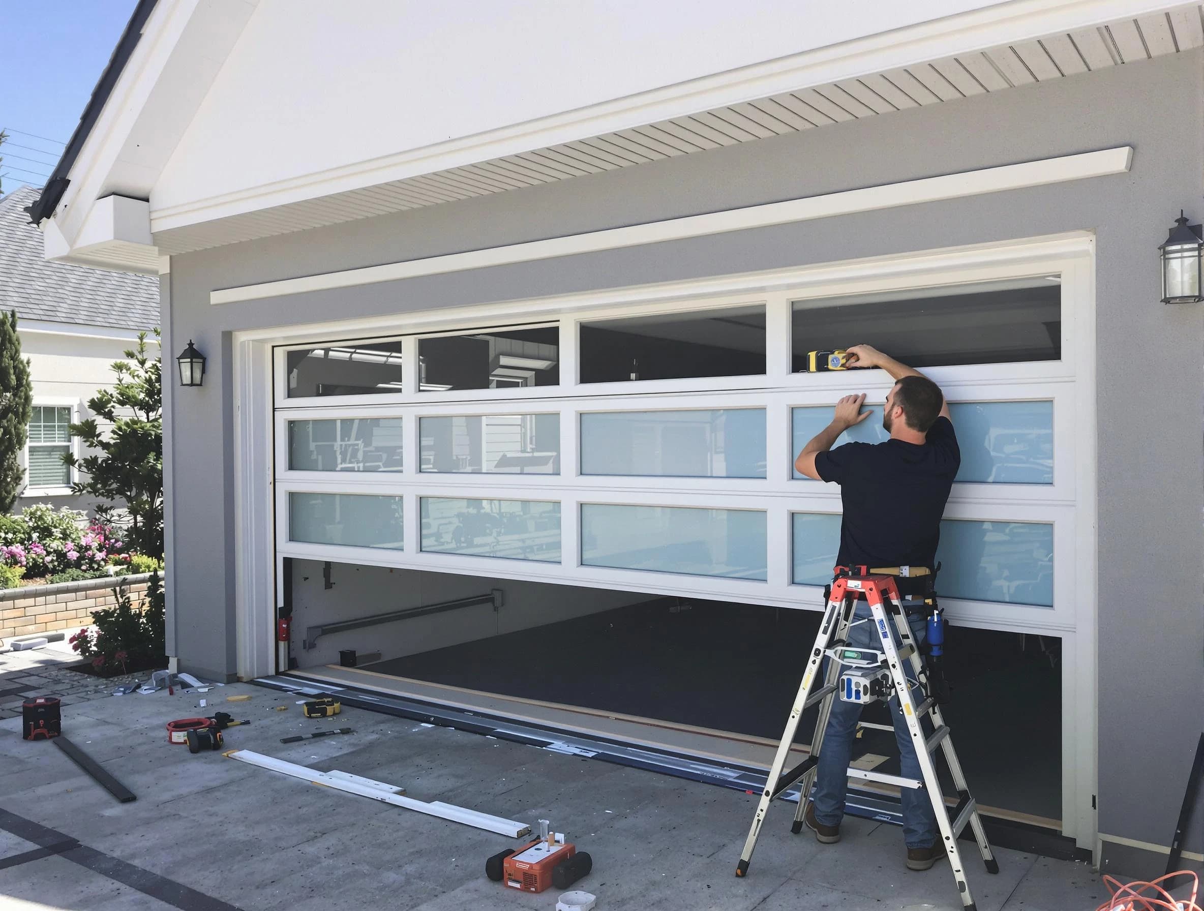 Hendersonville Garage Door Repair team performing garage door replacement in Hendersonville