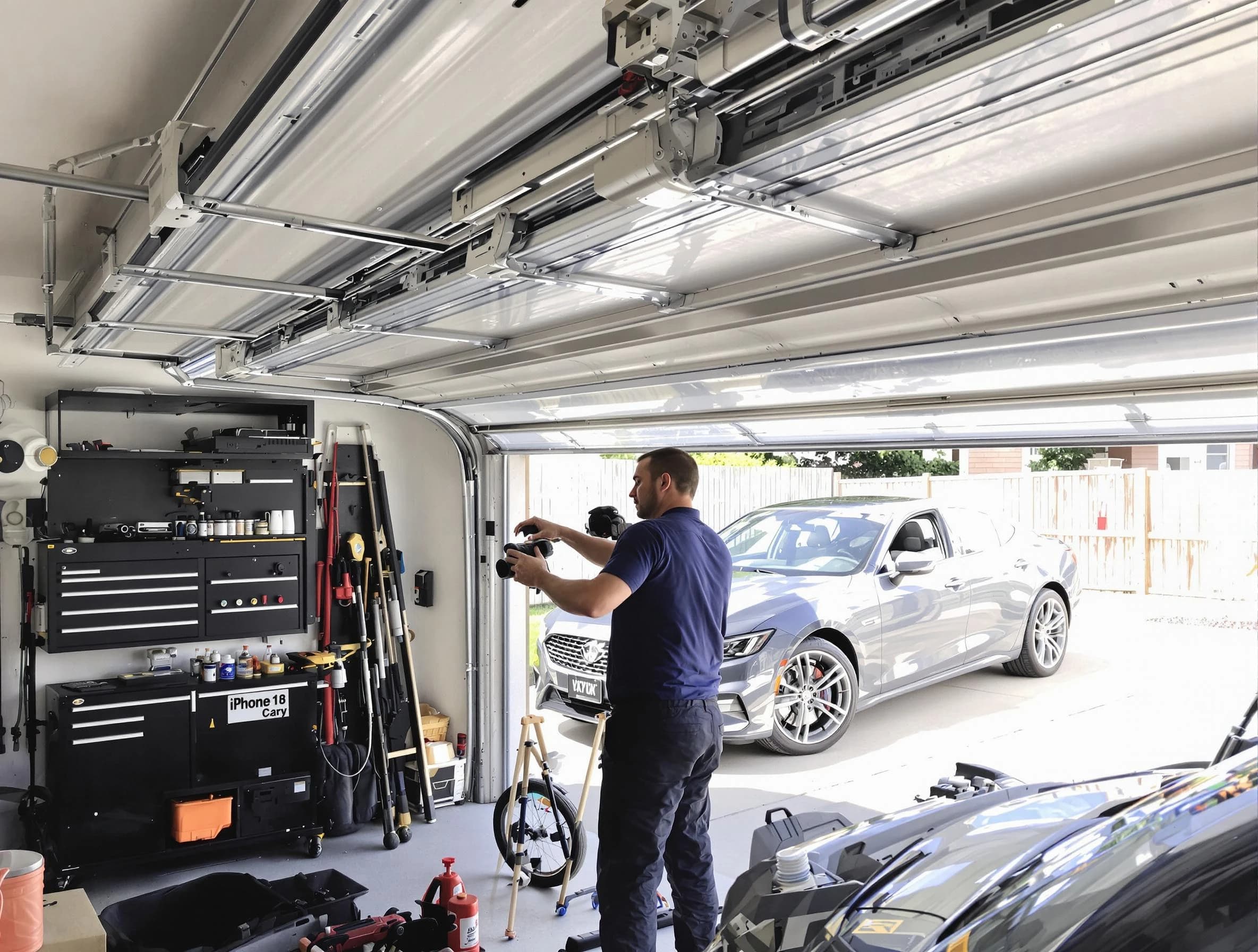 Hendersonville Garage Door Repair technician fixing noisy garage door in Hendersonville