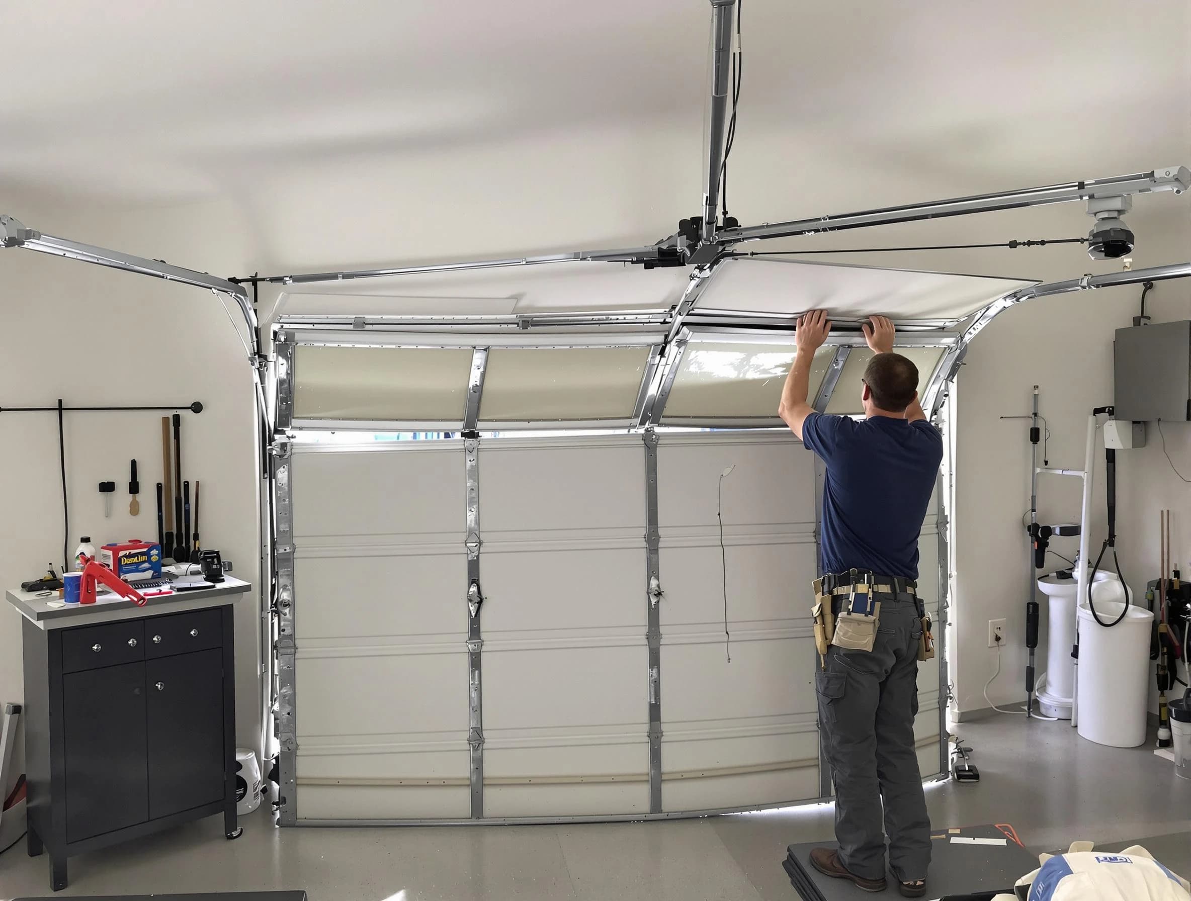 Hendersonville Garage Door Repair specialist performing precise section replacement on Hendersonville garage door