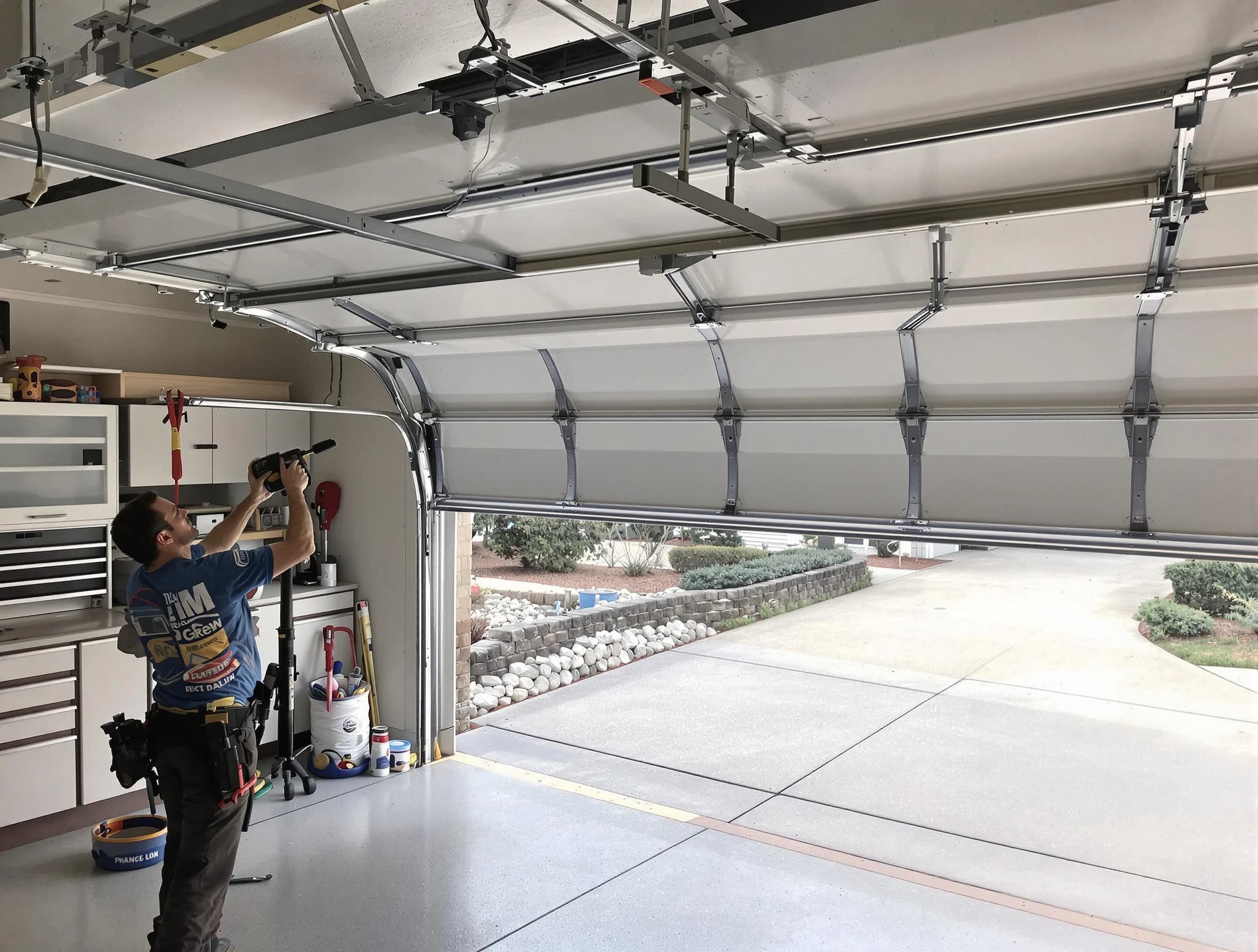Garage door track repair service by Hendersonville Garage Door Repair in Hendersonville