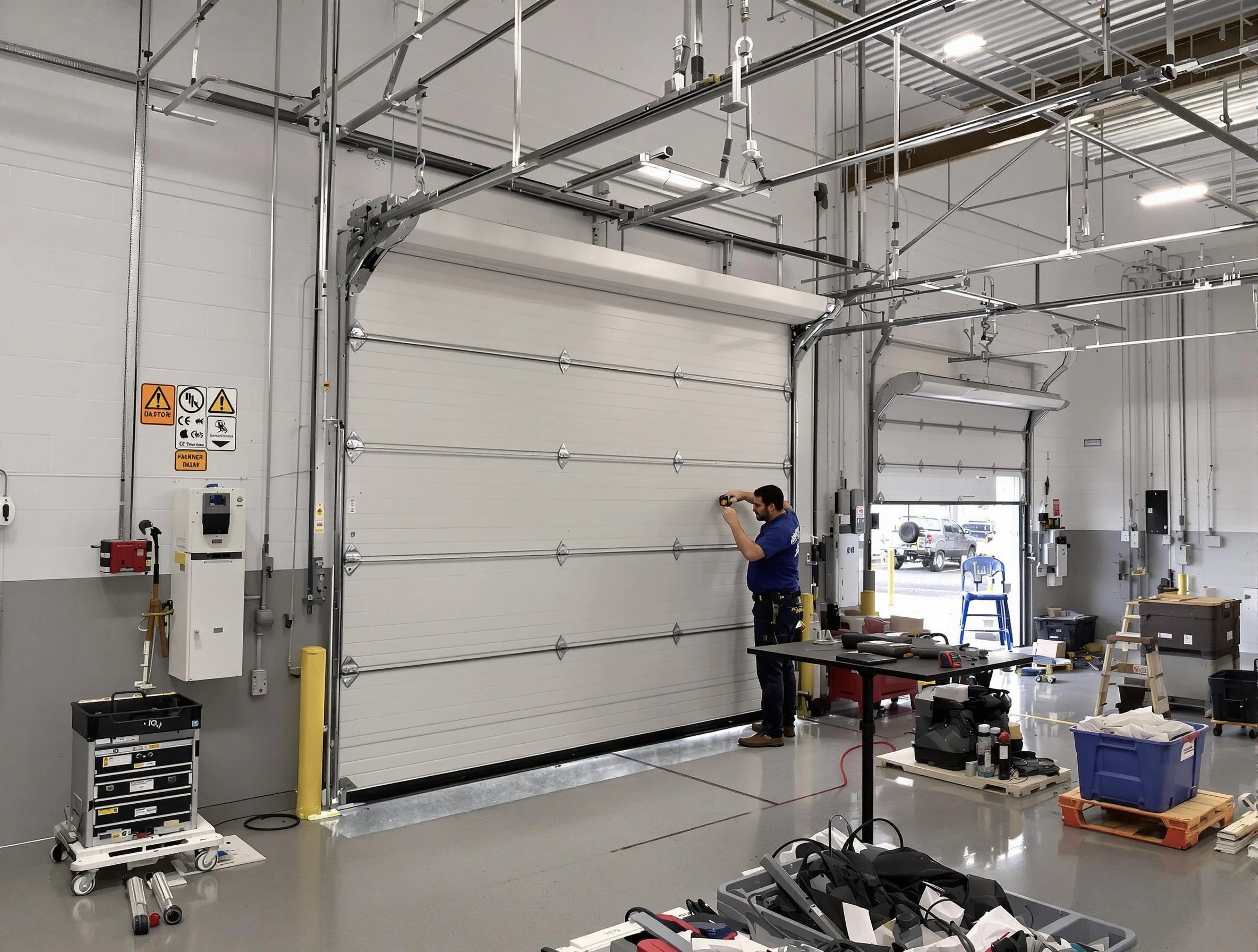 Commercial garage door repair being performed by Hendersonville Garage Door Repair expert in Hendersonville