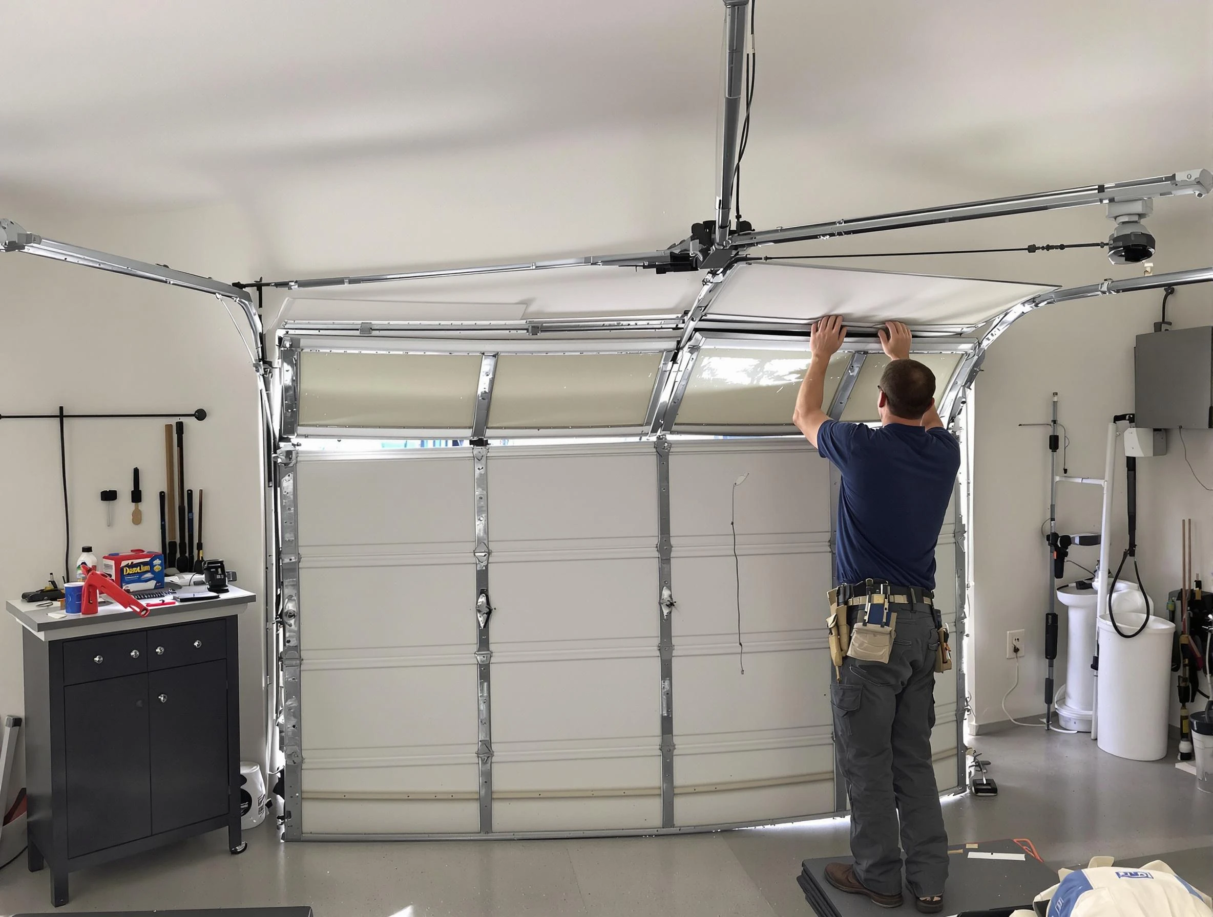 Hendersonville Garage Door Repair specialist performing precise section replacement on Hendersonville garage door