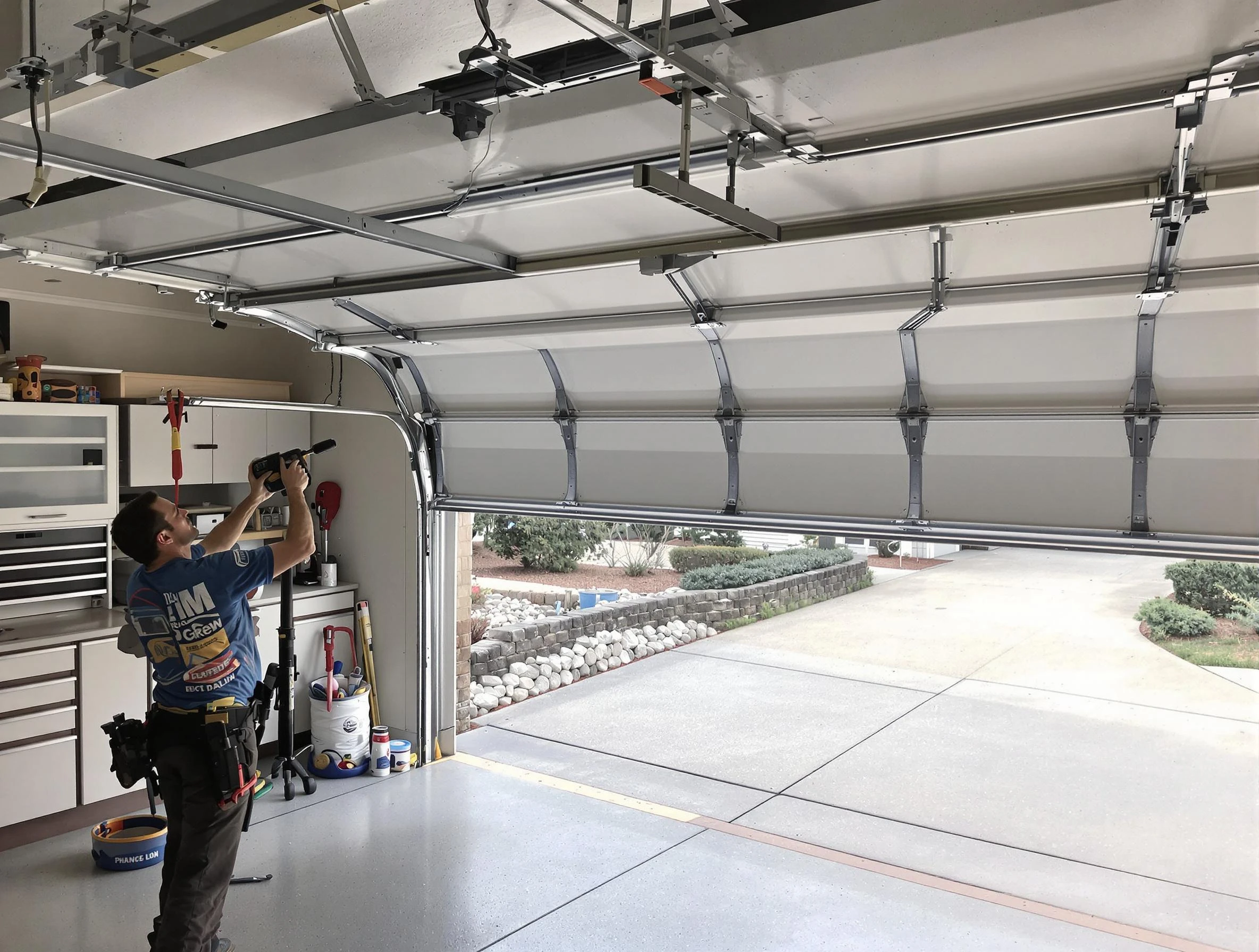 Garage door track repair service by Hendersonville Garage Door Repair in Hendersonville